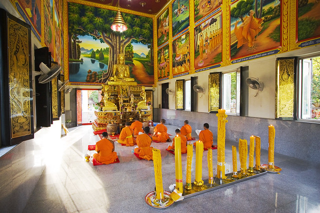 Monks Praying at Naiharn Temple