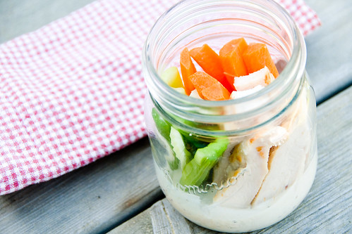 Buffalo Chicken Dippers and Veggies in a Jar