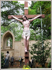 Close-up of 15th Station of the Cross & St Anne's grotto, at the hilltop behind St Anne's Shrine, Bukit Mertajam