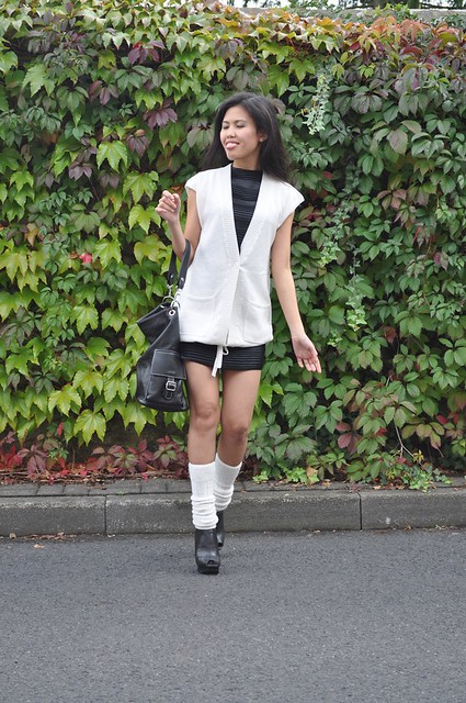 My Outfit - Leg Warmers, Sleeveless Cardigan and Little Black Dress for  Fall - Creative Fashion