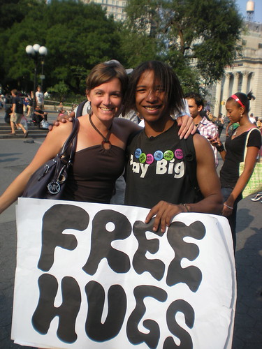 Free hugs in Union Square, NYC