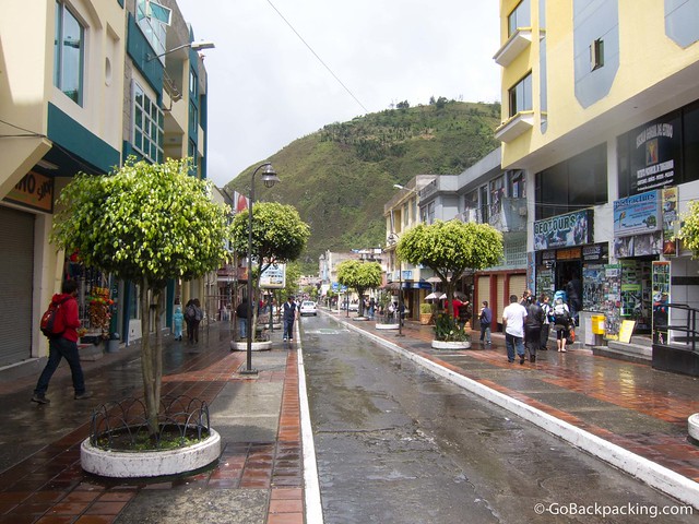 The main street in Banos, Ecuador