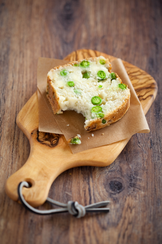 Cake with cheese & green peas