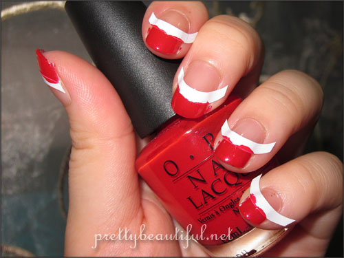 Zebra French Tip Manicure with A Oui Bit of Red