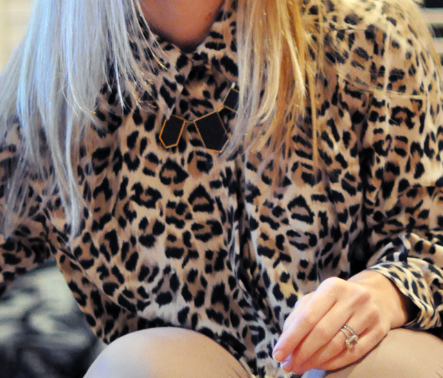 leopard print blouse with house of harlow necklace