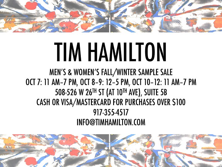 Tim Hamilton Fall/Winter Sample Sale