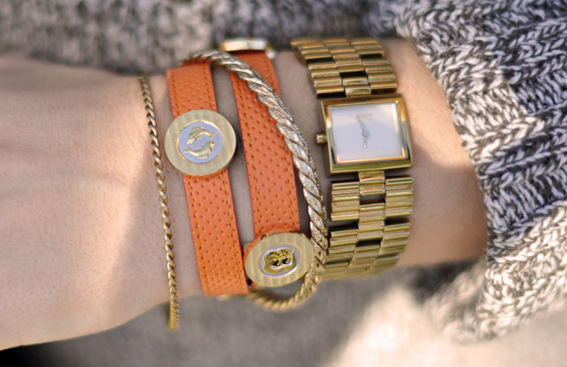 seah watches astrological bracelet-orange double wrap leather bracelet