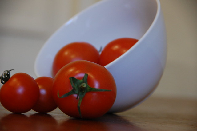 Bowl of luscious red tomatoes