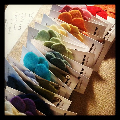 Rainbow of flower hair clips... #inventory