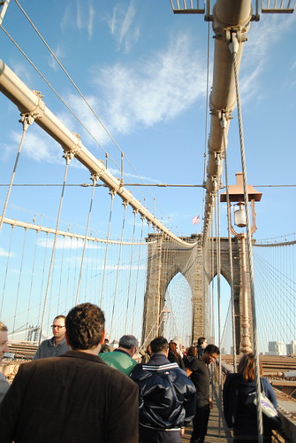 Walking across the Brooklyn Bridge