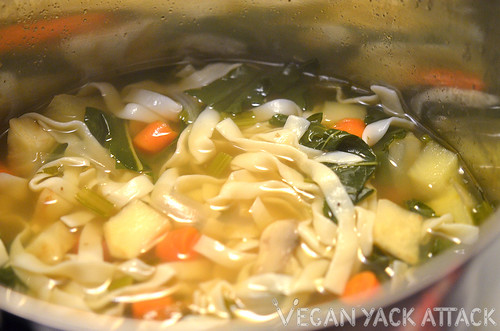 This Roasted Vegetable Noodle Soup will warm you right up with its hearty veggies, lo-carb noodles and light, herby broth.
