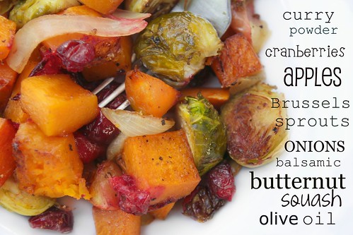 roasted sprouts, squash & cranberries
