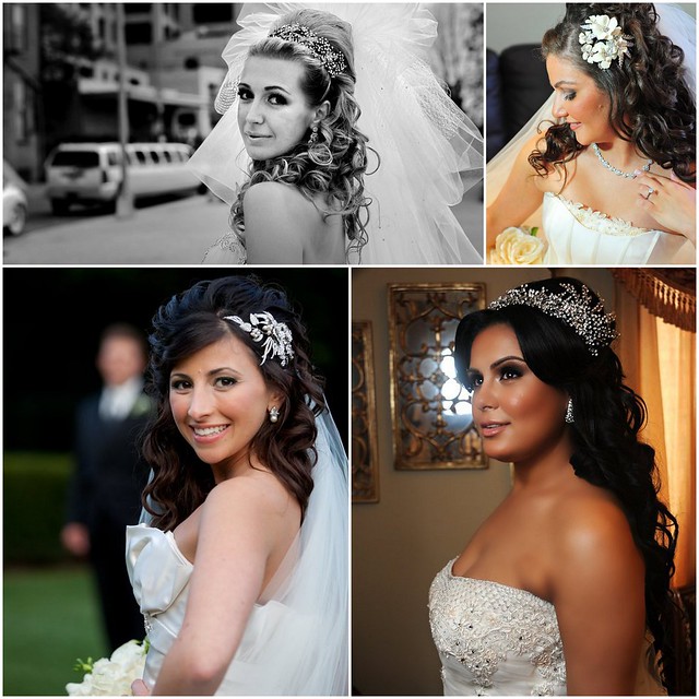 Bridal Styles Boutique brides with half up, half down hairdos