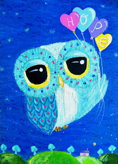 Owl Art - Hope Lifts Me Higher