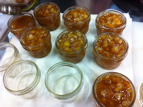 the pear vanilla jam in jars