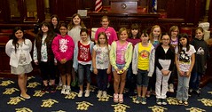 Students from the Laurel Ledge School visit the Hall of the House of Representatives during a tour of the State Capitol and Legsilative Office Building 