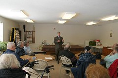 Rep. Ackert discusses the state's budget situation with constituents at the Coventry Senior Center 